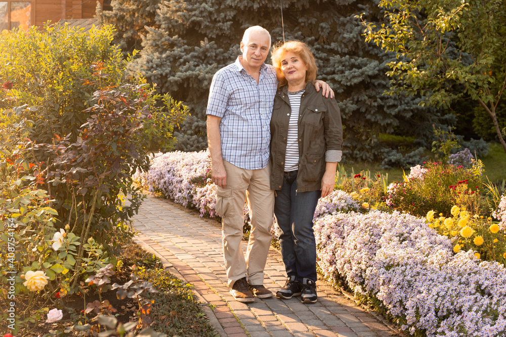 Fototapeta premium Old man and old woman as a couple. Healthcare lifestyle elderly retirement love couple together valentines day concept