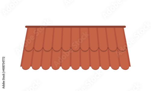 Roof for the design of summer cottages. Brown tile roof isolated on white background. Cartoon style. Vector illustration.