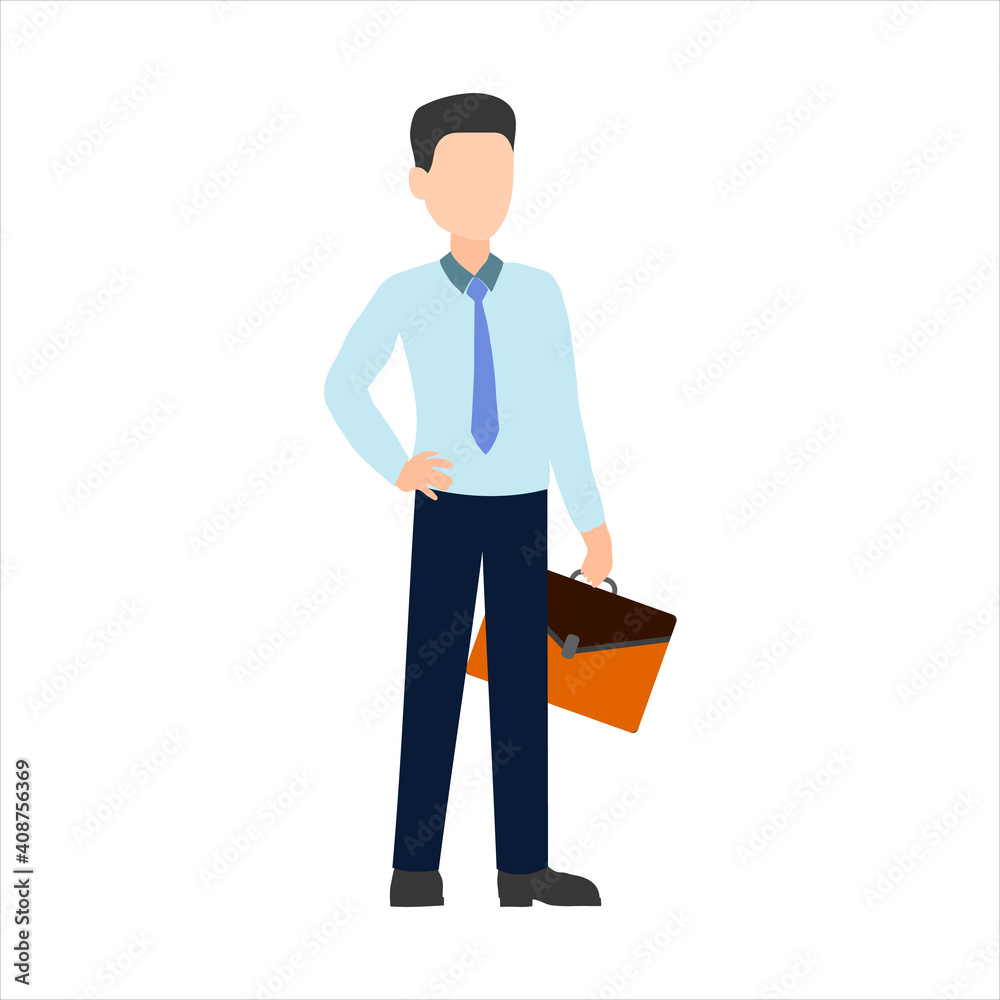 vector drawing of a successful businessman with a bag in his hands.