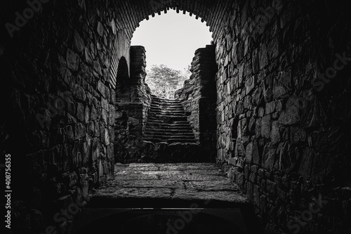 old castle in the dark