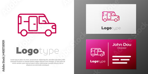Logotype line Minibus icon isolated on white background. Logo design template element. Vector.