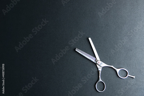 Stylish Professional Barber Scissors, Hair Cutting and Thinning.Hairdressing concept.Beauty concept.Beauty tools concept