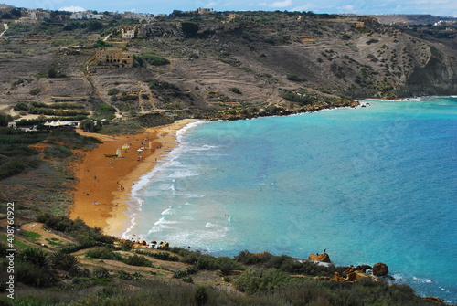 The red beach in Malta island Gozo Ramla Bay photo