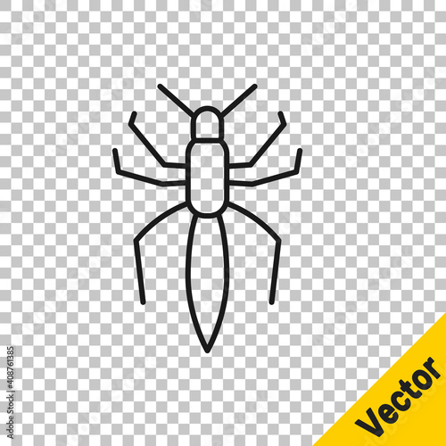 Black line Spider icon isolated on transparent background. Happy Halloween party. Vector.