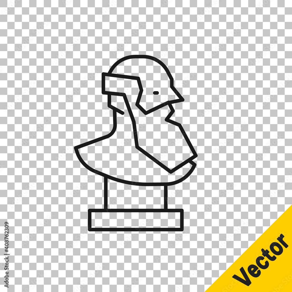 Black line Ancient bust sculpture icon isolated on transparent background. Vector. Black line Ancient bust sculpture icon isolated on transparent background. Vector.