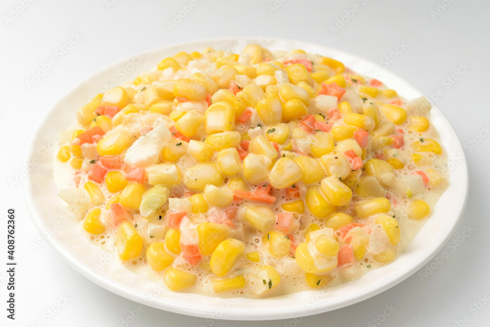 Corn salad on white background Corn salad on white background