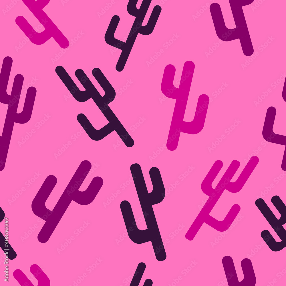vector pattern with cacti. flat image of pattern with cacti on pink background
