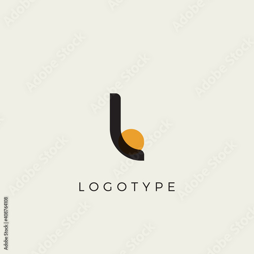 Creative letter L for logo and monogram. Minimal artistic style letter with yellow spot for education, festive and party or technology graphic. Vector typographic design photo