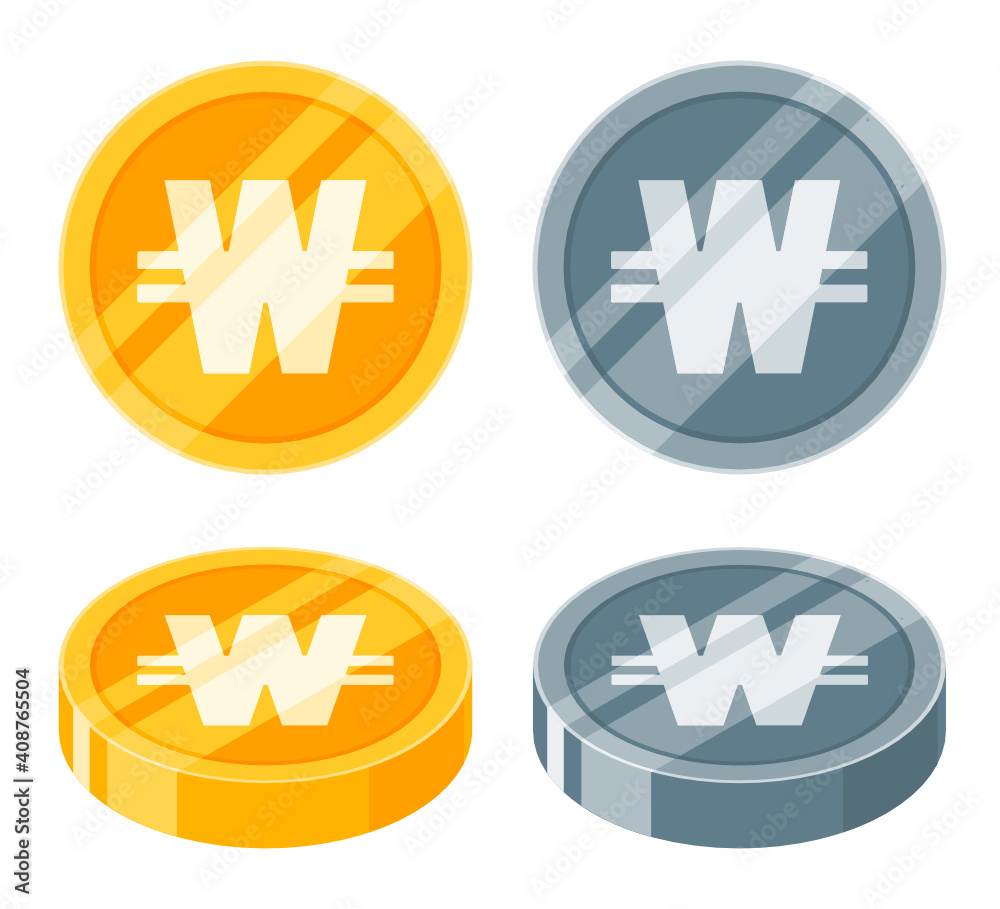 South Korean Won Coin Golden and Silver or Metallic Coin Icon Vector Logo Illustration Design. South Korea Currency, Payment and Finance Element. Can be Used for Digital and Printable Infographic. South Korean Won Coin Golden and Silver or Metallic Coin Icon Vector Logo Illustration Design. South Korea Currency, Payment and Finance Element. Can be Used for Digital and Printable Infographic.