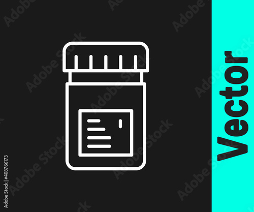 White line Biologically active additives icon isolated on black background. Vector.