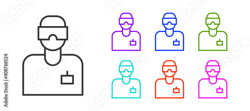 Black line Laboratory assistant icon isolated on white background. Set icons colorful. Vector.