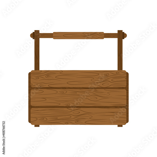 Empty toolbox. wooden tool box. vector illustration