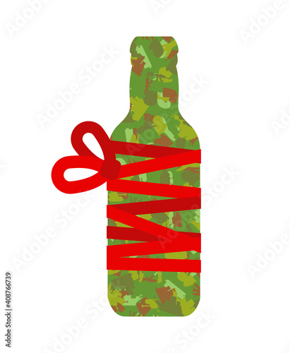 Bottle beer Gift wrapped. Traditional gift for men on Day of Defender of Fatherland in Russia February 23.
