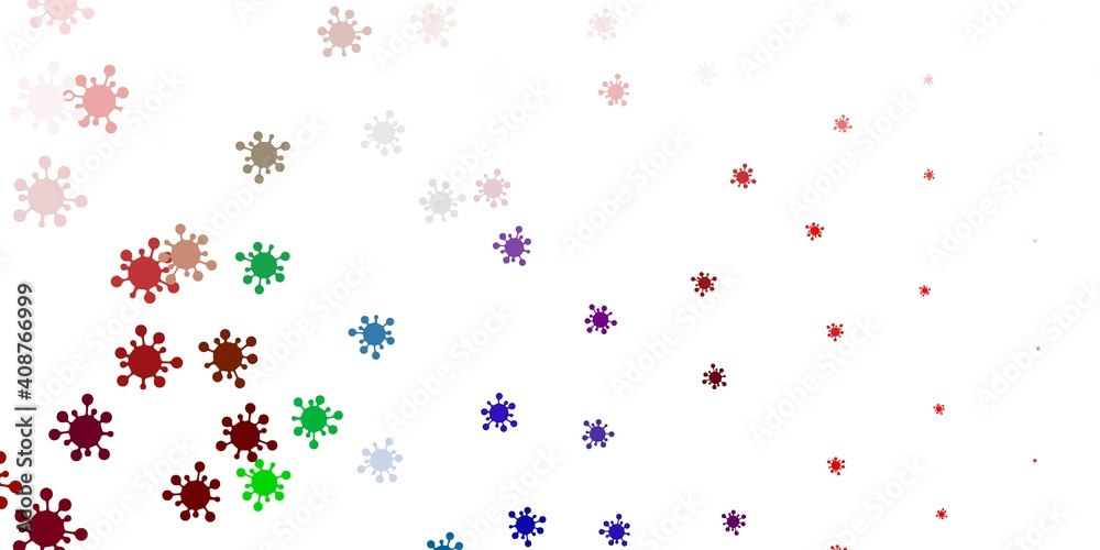 Light multicolor vector pattern with coronavirus elements.