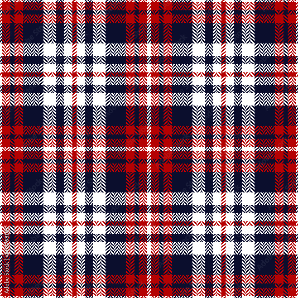 Vecteur Stock Tartan plaid pattern in blue, red, white. Herringbone  textured classic seamless checked plaid graphic for flannel shirt, skirt,  jacket, blanket, or other modern autumn winter textile print. | Adobe Stock
