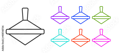 Black line Whirligig toy icon isolated on white background. Set icons colorful. Vector.
