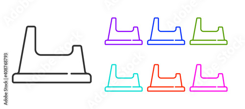 Black line Baby potty icon isolated on white background. Chamber pot. Set icons colorful. Vector.