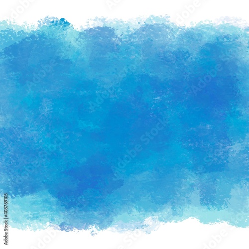 Abstract background color of blue wave. Watercolor blurred wave on white. Blue clouds