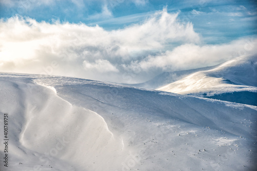 Winter landscape in mountains. Carpathian, Ukraine © nickolya