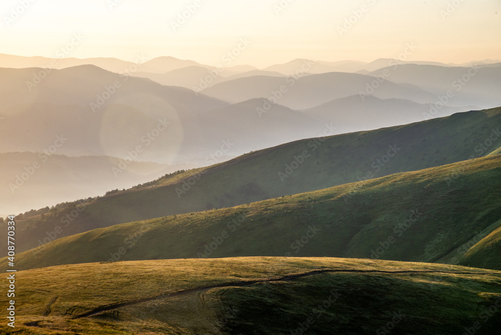 sunrise over the mountians. Carpathian. Ukraine