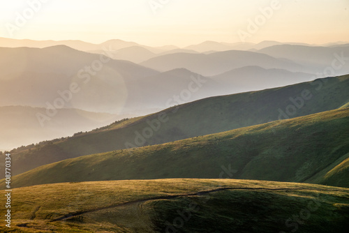 sunrise over the mountians. Carpathian. Ukraine