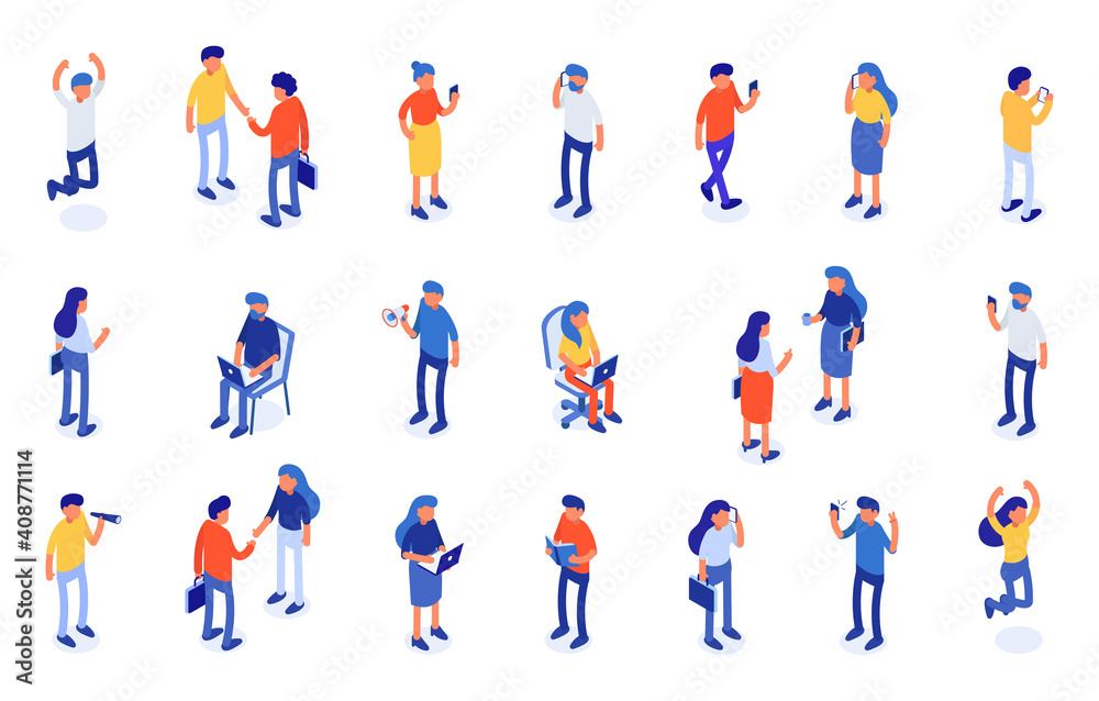Isometric a large set of people. Vector illustration.