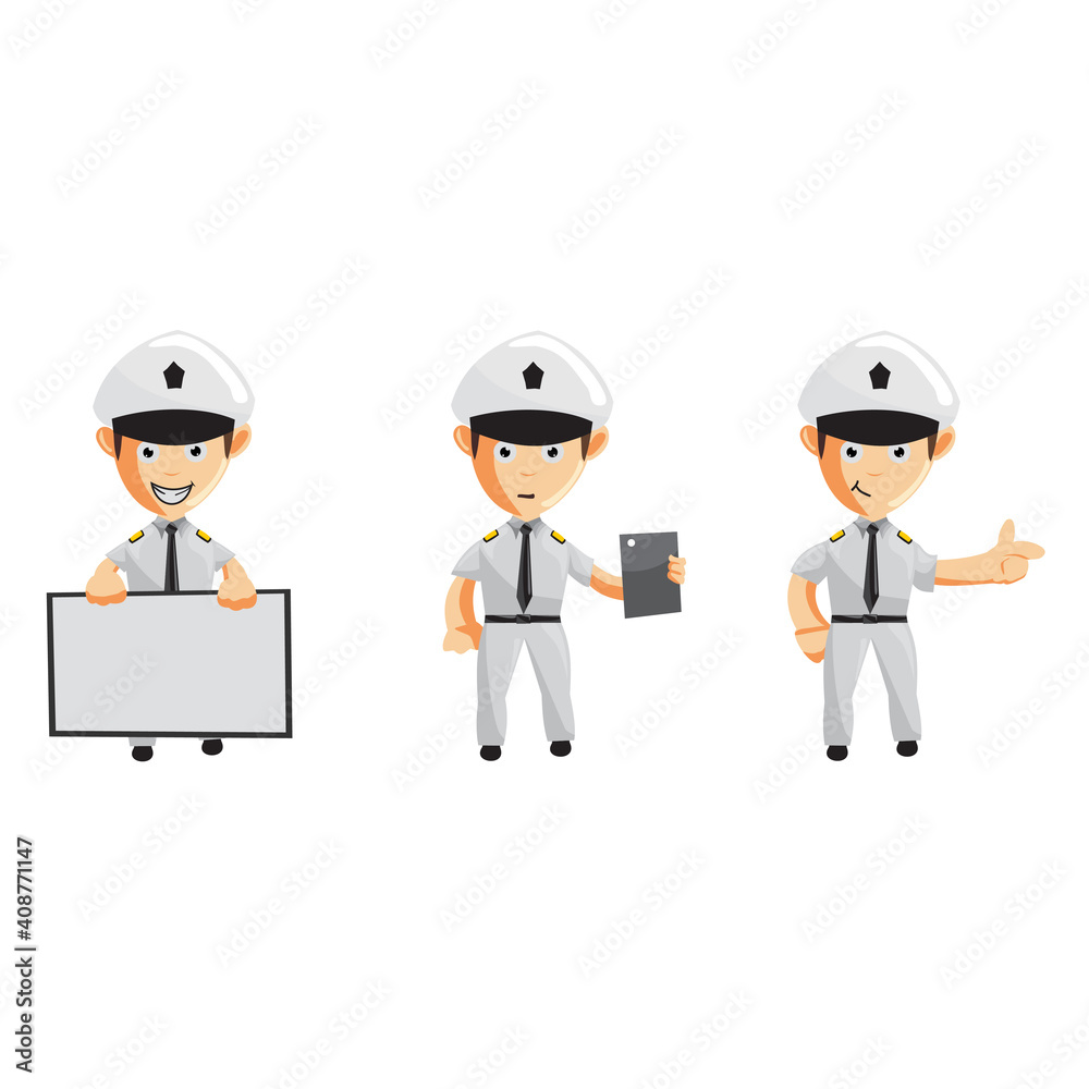 Airplane Pilot Cartoon Character Set Aircraft Captain in Uniform Airplane Pilot Cartoon Character Set Aircraft Captain in Uniform