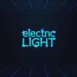 colorful simple vector illustration of led light shiny headline text electric light