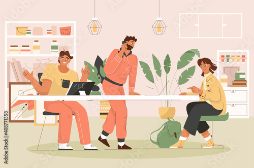 Modern coworking office with working employees