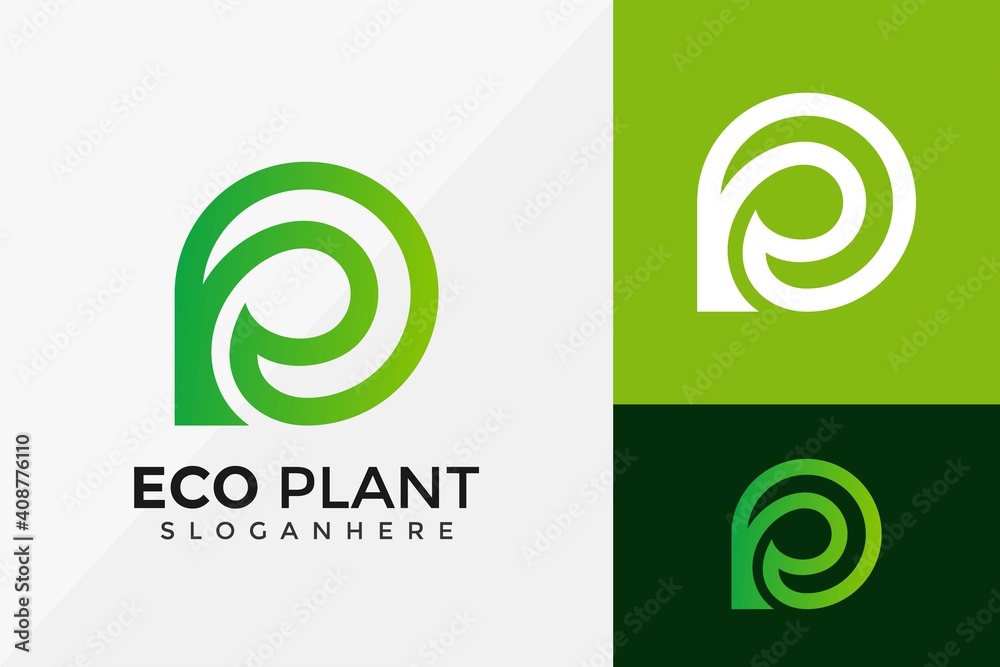Letter E Nature Eco Plant Logo Design, Brand Identity Logos Designs Vector Illustration Template