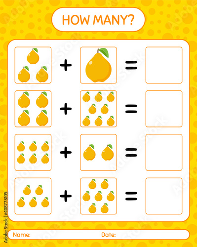 How many counting game with quence. worksheet for preschool kids, kids activity sheet, printable worksheet