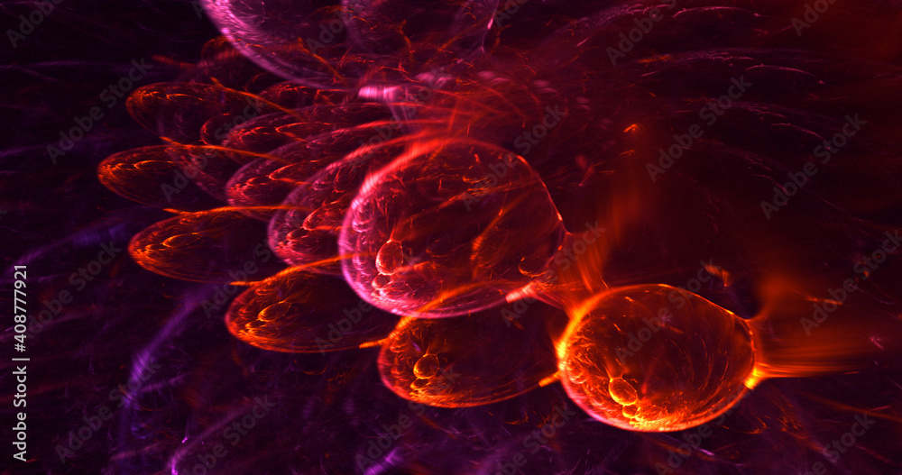 3D rendering abstract multicolor fractal light background