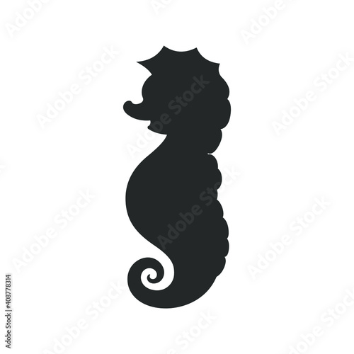 Seahorse silhouette clip art. Simple flat vector illustration design.