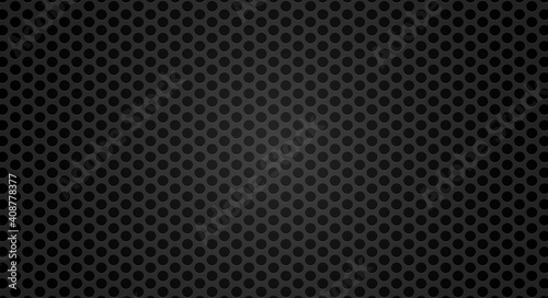 Black metal grill texture steel background. Perforated metal sheet. Black technical background. 3D realistic vector illustration.