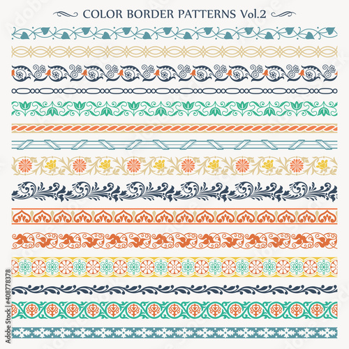 Ornamental border frame line vintage color patterns 2