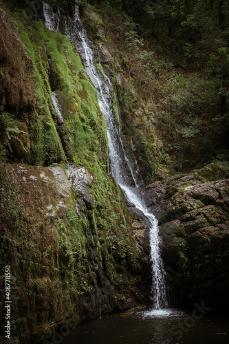 waterfall in spanish Asturias, Cascadas de Oneta, natural park, white water