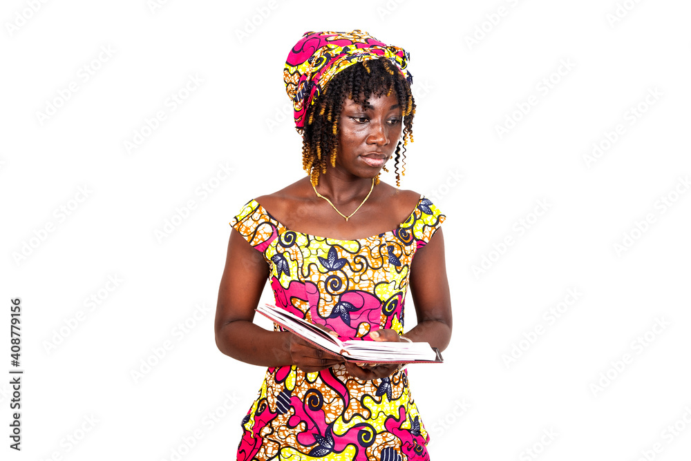 beautiful young woman holding an open notebook. beautiful young woman holding an open notebook.