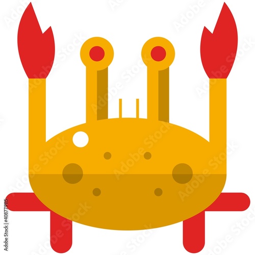 Vector crab with pincer-like claws icon isolated on white