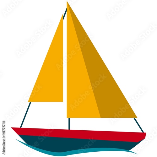 Sail boat with mast and rope isolated flat vector icon