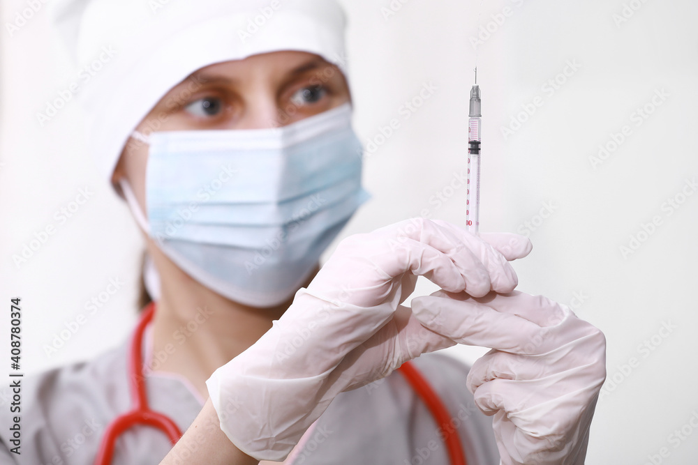 Syringe, medical injection in hand, palm or fingers. Medicine plastic vaccination equipment with needle. Nurse or doctor. Liquid drug or narcotic. Health care in hospital Syringe, medical injection in hand, palm or fingers. Medicine plastic vaccination equipment with needle. Nurse or doctor. Liquid drug or narcotic. Health care in hospital