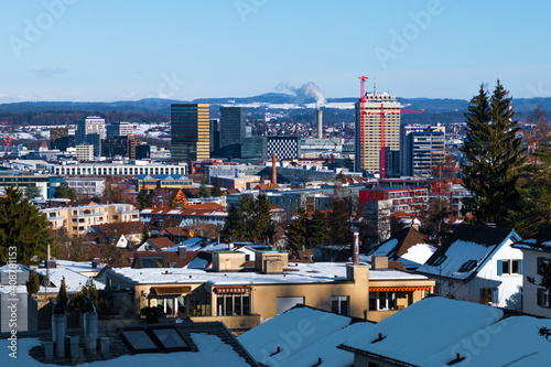 Cityscape of Zurich Oerlikon (Switzerland) in Winter photo