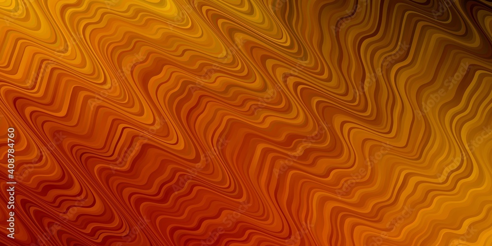 Fototapeta premium Dark Orange vector background with curved lines.