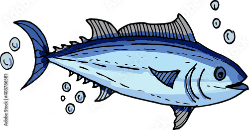 
Stingray, tuna seafood, fish, food. Coloring book for children. Graphic illustration hand-drawn, vector, doodle, engraving. Print, textile, vintage, retro. wildlife