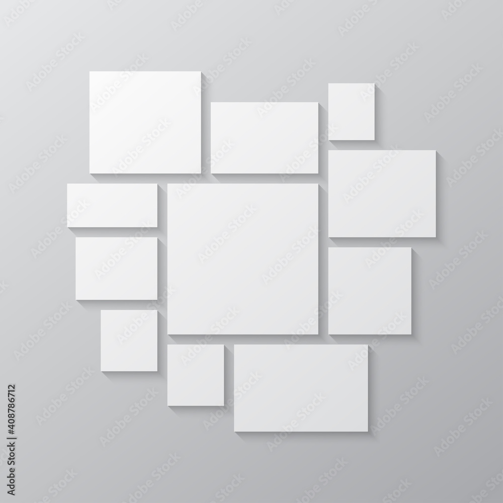 Vector empty collage board eleven images, photo Vector empty collage board eleven images, photo