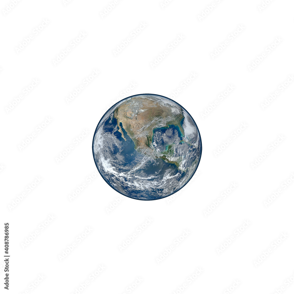 Earth image from space, globe isolated, blue planet