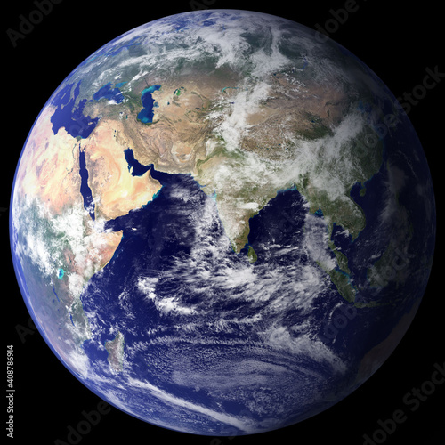 Earth image from space, globe isolated, blue planet