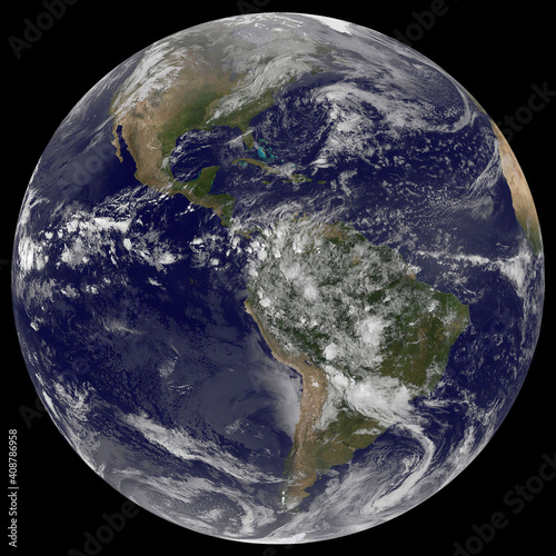 Earth image from space, globe isolated, blue planet