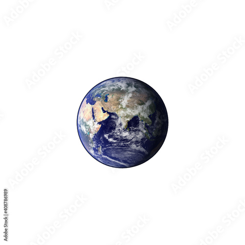 Earth image from space, globe isolated, blue planet