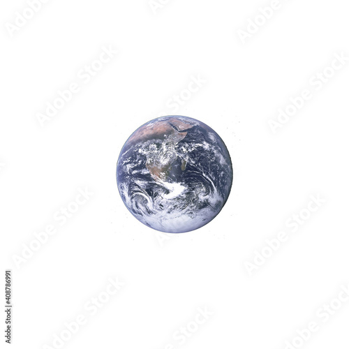 Earth image from space, globe isolated, blue planet