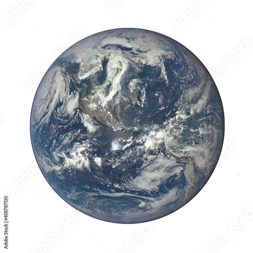 Earth image from space, globe isolated, blue planet